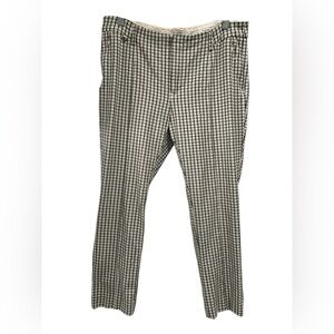 Anthropologie The Essential Slim Trouser Pants in Cream Black Windowpane - 10